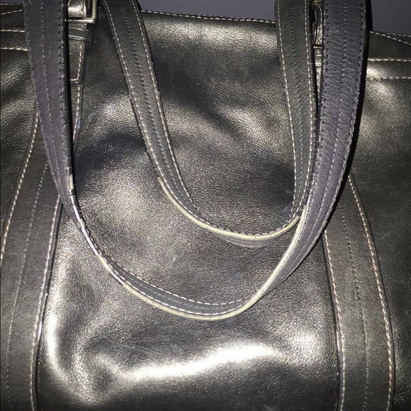 Classic Black Leather Coach Tote!! - Picture 6 of 8
